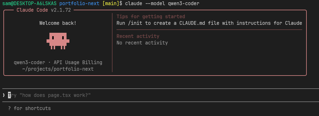 claude code running